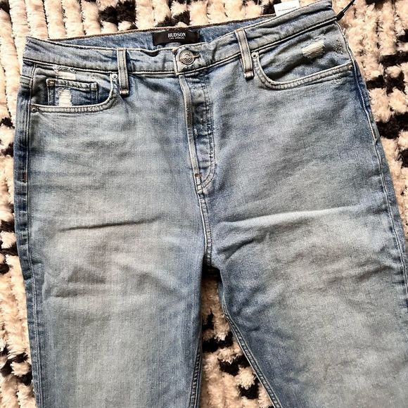 Hudson Landslide Denim Holly High-rise Straight Ankle Mom Jeans 32/12 Button Fly - Picture 7 of 9